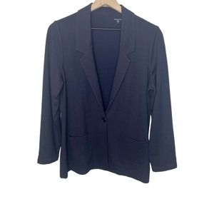 GARNET HILL Women's Ponte Knit Relaxed Single Button Blazer Jacket Navy NEW 8